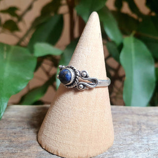 Ethnic style Silver & Lapis Lazuli Ring / Moon / Boho / Bohemian / Psy / Rustic / Tribal / Gypsy / Festival / Healing / Festival 