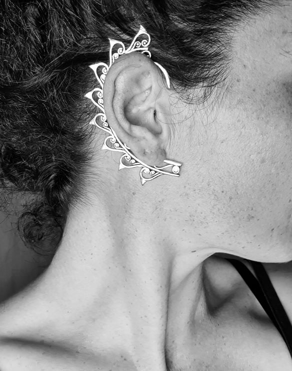 Silver Ear Cuff / Cosplay / Costume / Boho / Unisex / Mens Jewellery / Fancy Dress / Tribal / Festival Jewellery /