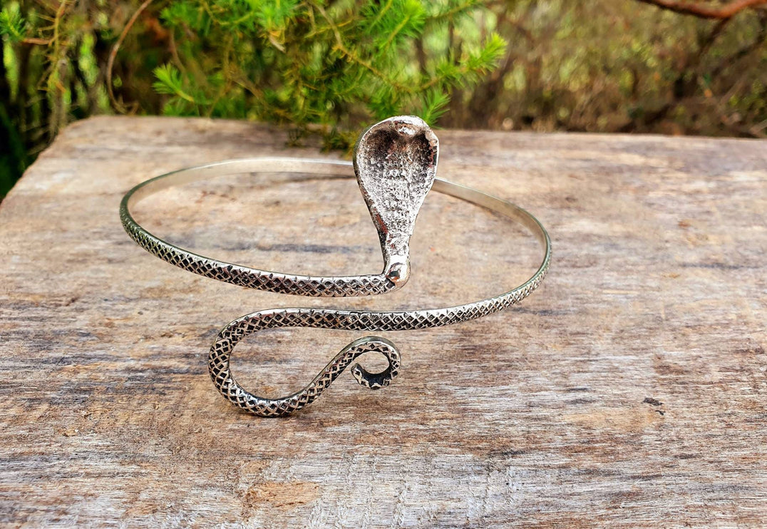 Silver Snake Arm Bracelet / Boho / Tribal / Spiral / Ethnic / Rustic / Bohemian / Hippie / Plus Size / Body Positive