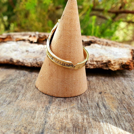 Ethnic style Brass & Tiger Eye ring / Boho / Bohemian / Psy / Rustic / Tribal / Gypsy / Festival / Healing / Festival