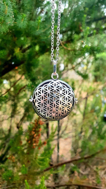 Bola Necklace Silver Flower of Life / Pregnancy / Harmony Ball / Chimes / Bell / Vegan / Ethnic / Boho / Tribal / Rustic / Hypoallergenic