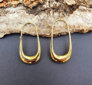 Solid Brass Minimalist Earrings / Geometric Chic Ear Weights Ethnic Boho Classic Bohemian Chic Gypsy Spiral Hippie Festival Tribal style