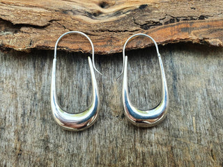 Solid Silver Metal Minimalist Earrings / Geometric Chic Ear Weights Ethnic Boho Classic Bohemian Gypsy Spiral Hippie Festival Tribal style