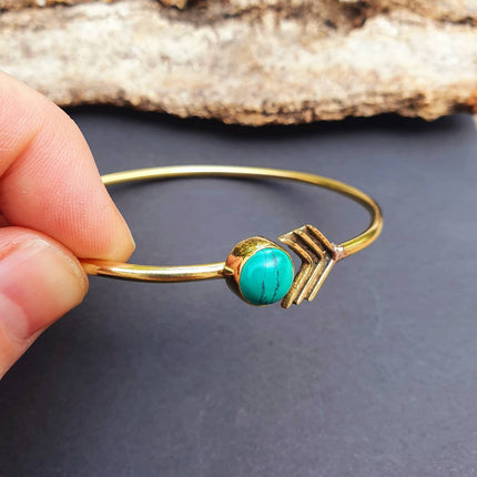 Turquoise Golden Arrow Bracelet / Bangle / Ethnic / Rustic / Bohemian / Hippie / Gypsy / Love / Jewellery / Body / Adjustable /Blue