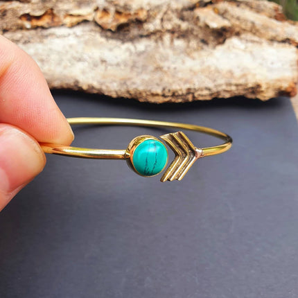 Turquoise Golden Arrow Bracelet / Bangle / Ethnic / Rustic / Bohemian / Hippie / Gypsy / Love / Jewellery / Body / Adjustable /Blue