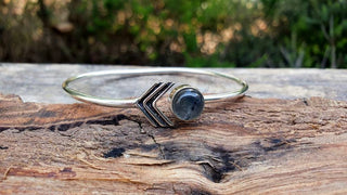 Silver Labradorite Arrow Bracelet / Bangle / Ethnic / Rustic / Bohemian / Hippie / Gypsy / Psy / Chic / Jewellery / Body / Adjustable