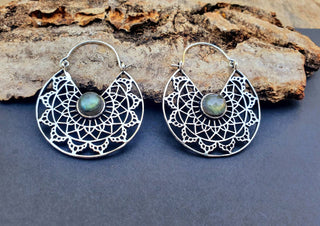 Silver Ethnic Labradorite Earrings Ethnic, Blue Stone , rustic, yoga, hippie, gypsy, pretty, psy, boho, bohemian, festival