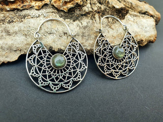 Silver Ethnic Labradorite Earrings Ethnic, Blue Stone , rustic, yoga, hippie, gypsy, pretty, psy, boho, bohemian, festival
