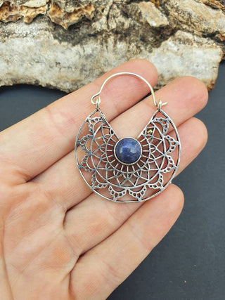 Silver Ethnic Lapis Lazuli Earrings Ethnic, Blue Stone , rustic, yoga, hippie, gypsy, pretty, psy, boho, bohemian, festival