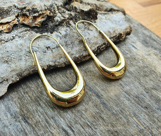 Solid Brass Minimalist Earrings / Geometric Chic Ear Weights Ethnic Boho Classic Bohemian Chic Gypsy Spiral Hippie Festival Tribal style