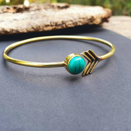 Turquoise Golden Arrow Bracelet / Bangle / Ethnic / Rustic / Bohemian / Hippie / Gypsy / Love / Jewellery / Body / Adjustable /Blue