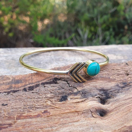 Turquoise Golden Arrow Bracelet / Bangle / Ethnic / Rustic / Bohemian / Hippie / Gypsy / Love / Jewellery / Body / Adjustable /Blue