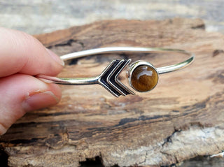 Boho Silver Bracelet / Tiger Eye / Bangle / Ethnic / Rustic / Bohemian / Hippie / Gypsy / Psy / Adjustable