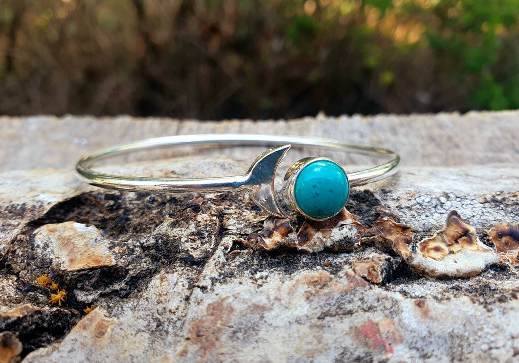 Silver Moon Bracelet / Turquoise / Bangle / Galaxy / Solar System / Planets / Boho / Adjustable / Hippie / Chic / Sun