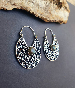 Silver Ethnic Labradorite Earrings Ethnic, Blue Stone , rustic, yoga, hippie, gypsy, pretty, psy, boho, bohemian, festival