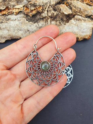 Silver Ethnic Labradorite Earrings Ethnic, Blue Stone , rustic, yoga, hippie, gypsy, pretty, psy, boho, bohemian, festival