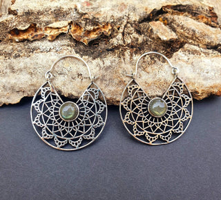 Silver Ethnic Labradorite Earrings Ethnic, Blue Stone , rustic, yoga, hippie, gypsy, pretty, psy, boho, bohemian, festival