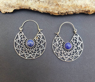 Silver Ethnic Lapis Lazuli Earrings Ethnic, Blue Stone , rustic, yoga, hippie, gypsy, pretty, psy, boho, bohemian, festival