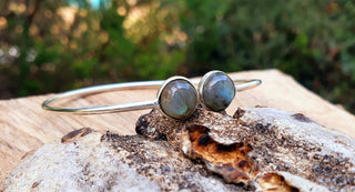Labradorite Boho Bracelet / Silver Bangle / Ethnic / Rustic / Bohemian / Hippie / Gypsy / Psy / Chic / Jewellery / Body / Adjustable