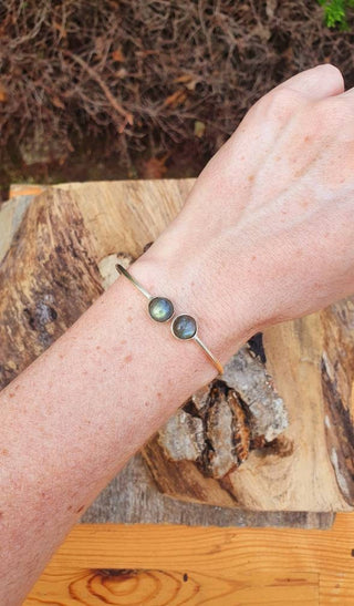 Labradorite Boho Bracelet / Silver Bangle / Ethnic / Rustic / Bohemian / Hippie / Gypsy / Psy / Chic / Jewellery / Body / Adjustable