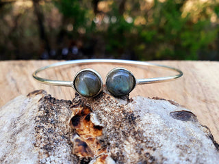 Labradorite Boho Bracelet / Silver Bangle / Ethnic / Rustic / Bohemian / Hippie / Gypsy / Psy / Chic / Jewellery / Body / Adjustable