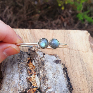 Labradorite Boho Bracelet / Silver Bangle / Ethnic / Rustic / Bohemian / Hippie / Gypsy / Psy / Chic / Jewellery / Body / Adjustable
