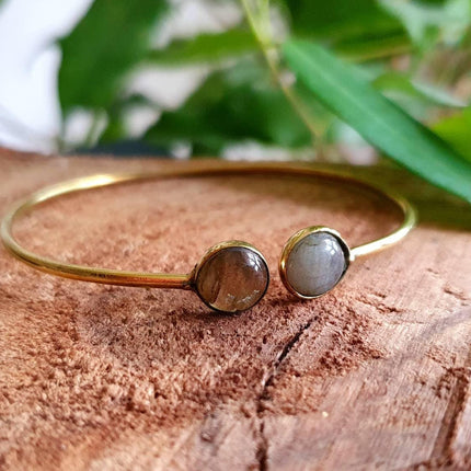 Labradorite Boho Bracelet / Bangle / Brass / Ethnic / Rustic / Bohemian / Hippie / Gypsy / Psy / Chic / Jewellery / Body / Adjustable