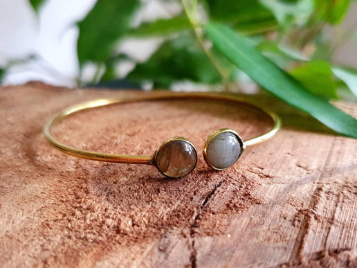 Labradorite Boho Bracelet / Bangle / Brass / Ethnic / Rustic / Bohemian / Hippie / Gypsy / Psy / Chic / Jewellery / Body / Adjustable