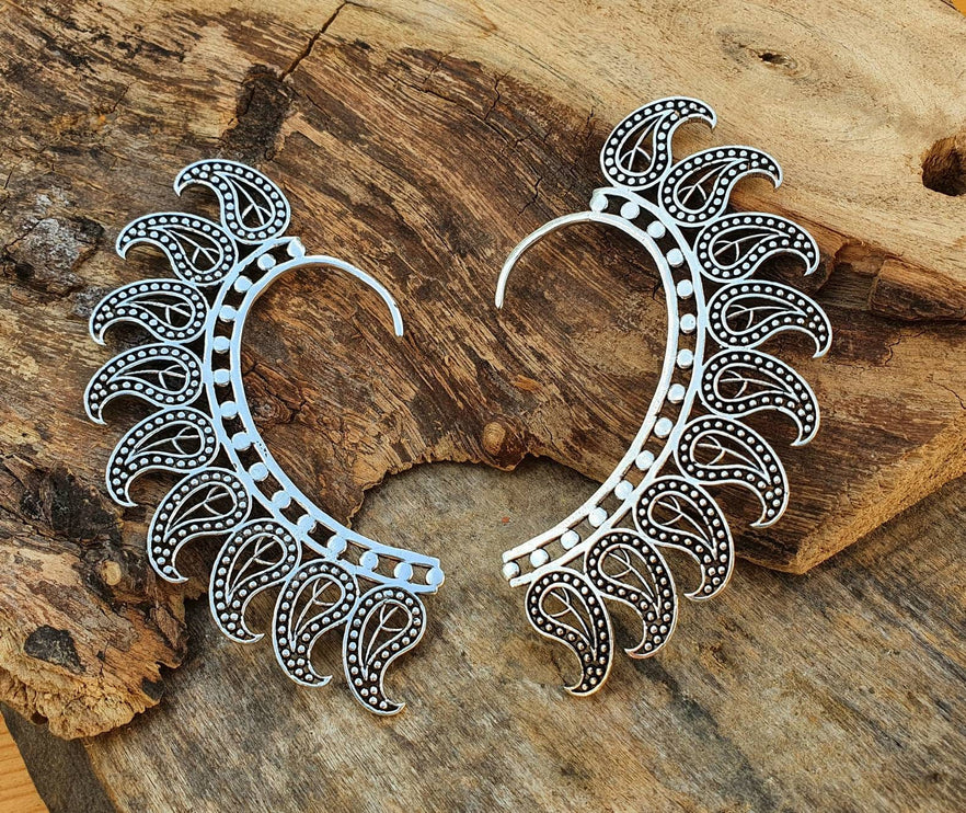 Silver Ear Cuff Teardrop design / Tribal / Boho / Costume / Fancy Dress / Cosplay / Festival Jewellery / Indian /