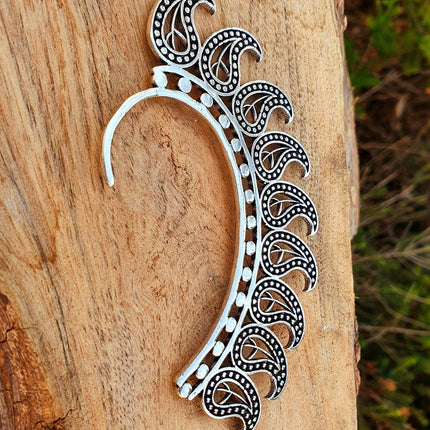 Silver Ear Cuff Teardrop design / Tribal / Boho / Costume / Fancy Dress / Cosplay / Festival Jewellery / Indian /