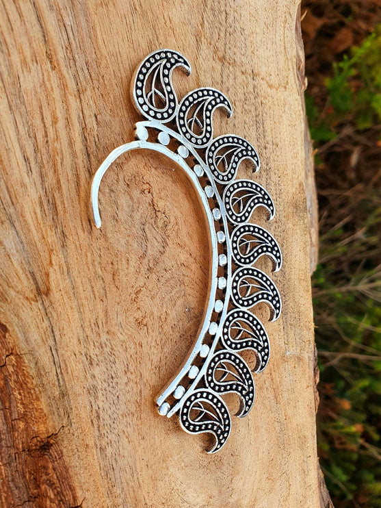 Silver Ear Cuff Teardrop design / Tribal / Boho / Costume / Fancy Dress / Cosplay / Festival Jewellery / Indian /