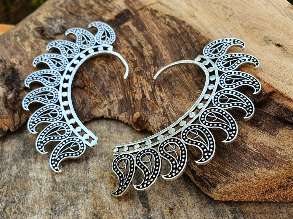 Silver Ear Cuff Teardrop design / Tribal / Boho / Costume / Fancy Dress / Cosplay / Festival Jewellery / Indian /