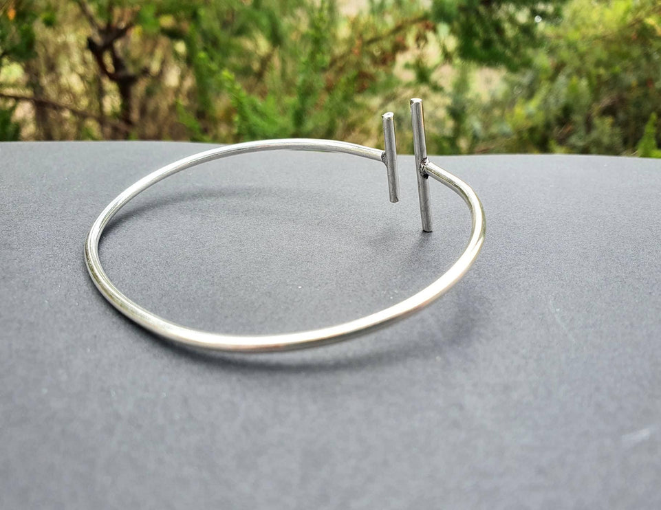 Minimalist Silver Bracelet / Bangle / Boho / Ethnic / Rustic / Bohemian / Hippie / Gypsy / Jewellery / adjustable