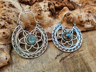 Silver Ethnic Labradorite Earrings Ethnic, Blue Stone , rustic, yoga, hippie, gypsy, pretty, psy, boho, bohemian, festival