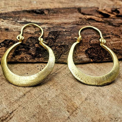 Boho Gold Hoop Earrings / Brass / Small Hoops / Ethnic Boho Classic Bohemian Chic Gold Gypsy Spiral Hippie Festival