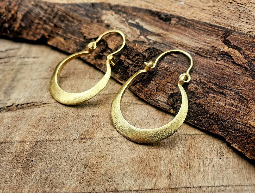 Boho Gold Hoop Earrings / Brass / Small Hoops / Ethnic Boho Classic Bohemian Chic Gold Gypsy Spiral Hippie Festival