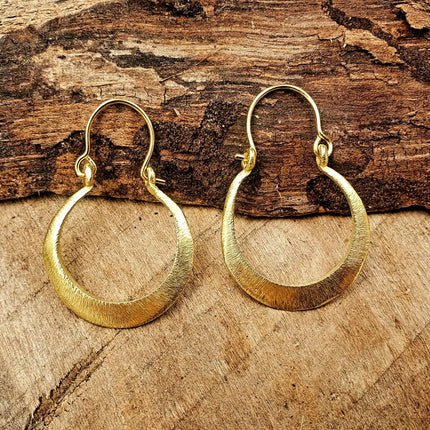 Boho Gold Hoop Earrings / Brass / Small Hoops / Ethnic Boho Classic Bohemian Chic Gold Gypsy Spiral Hippie Festival