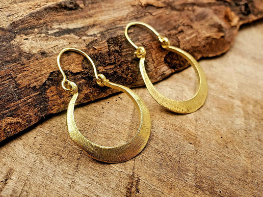 Boho Gold Hoop Earrings / Brass / Small Hoops / Ethnic Boho Classic Bohemian Chic Gold Gypsy Spiral Hippie Festival