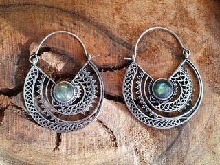 Silver Ethnic Labradorite Earrings Ethnic, Blue Stone , rustic, yoga, hippie, gypsy, pretty, psy, boho, bohemian, festival