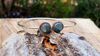 Labradorite Boho Bracelet / Silver Bangle / Ethnic / Rustic / Bohemian / Hippie / Gypsy / Psy / Chic / Jewellery / Body / Adjustable