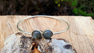 Labradorite Boho Bracelet / Silver Bangle / Ethnic / Rustic / Bohemian / Hippie / Gypsy / Psy / Chic / Jewellery / Body / Adjustable