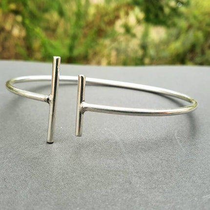 Minimalist Silver Bracelet / Bangle / Boho / Ethnic / Rustic / Bohemian / Hippie / Gypsy / Jewellery / adjustable