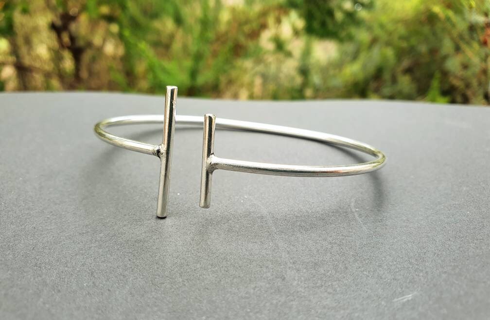 Minimalist Silver Bracelet / Bangle / Boho / Ethnic / Rustic / Bohemian / Hippie / Gypsy / Jewellery / adjustable