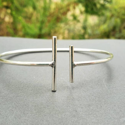 Minimalist Silver Bracelet / Bangle / Boho / Ethnic / Rustic / Bohemian / Hippie / Gypsy / Jewellery / adjustable