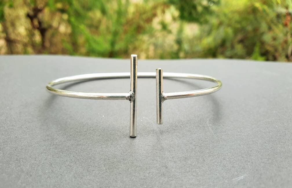 Minimalist Silver Bracelet / Bangle / Boho / Ethnic / Rustic / Bohemian / Hippie / Gypsy / Jewellery / adjustable