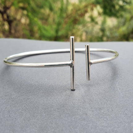 Minimalist Silver Bracelet / Bangle / Boho / Ethnic / Rustic / Bohemian / Hippie / Gypsy / Jewellery / adjustable