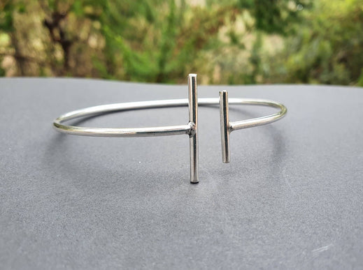 Minimalist Silver Bracelet / Bangle / Boho / Ethnic / Rustic / Bohemian / Hippie / Gypsy / Jewellery / adjustable