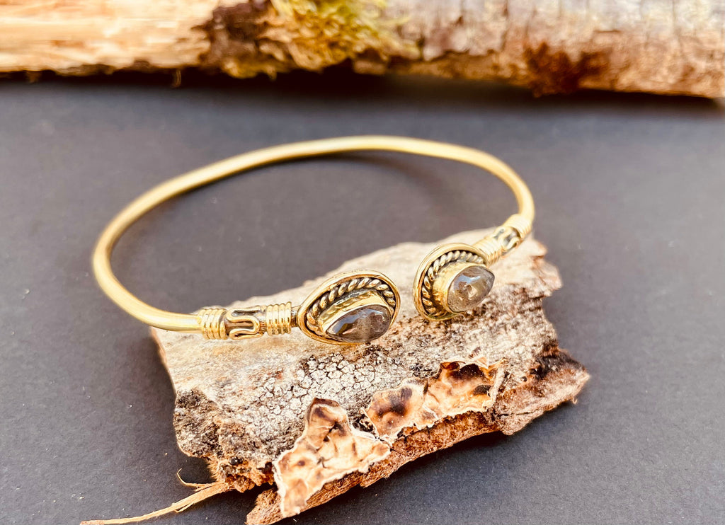 Labradorite Boho Bracelet / Bangle / Brass / Ethnic / Rustic / Bohemian / Hippie / Gypsy / Psy / Chic / Jewellery / Body / Adjustable