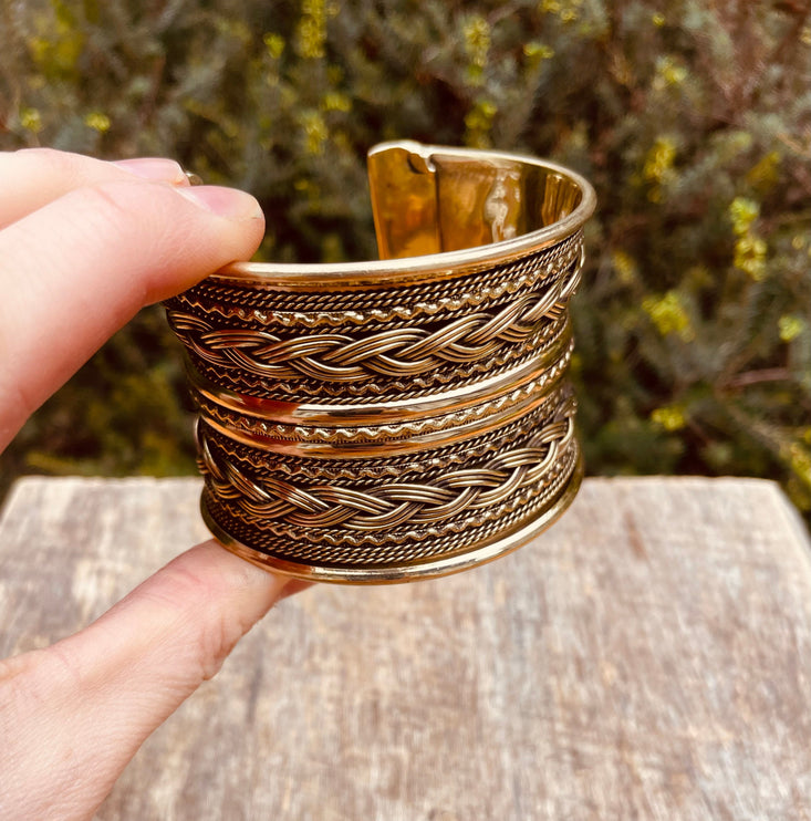 Brass Celtic Cuff Bracelet / Tribal / Mens Bracelet / Boho / Ethnic / Rustic / Bohemian / Hippie / Gypsy / Jewellery / Mens jewelery