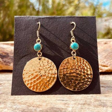 Turquoise Drop Modern earrings Brass Ethnic, rustic, yoga, hippie, gypsy, pretty, psy, bohemian, festival